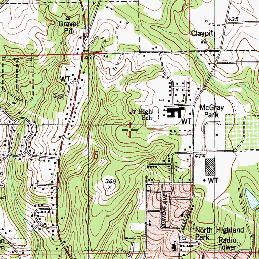 Topographic Map of Live Oaks, AL