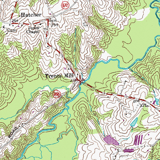 Topographic Map of Trents Mill, VA
