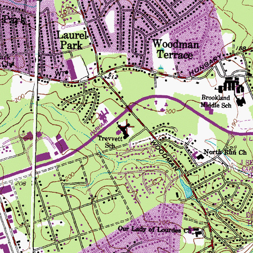 Topographic Map of Maude Trevvett Elementary School, VA