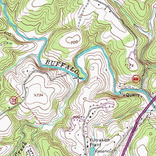 Topographic Map of Tribulation Creek, VA