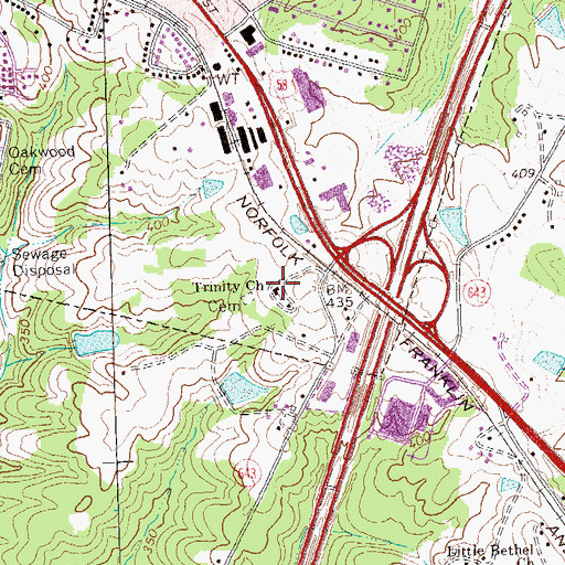 Topographic Map of Trinity Church, VA