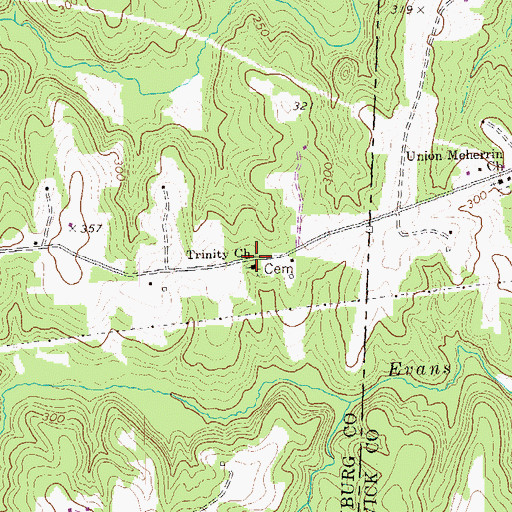 Topographic Map of Trinity Church, VA