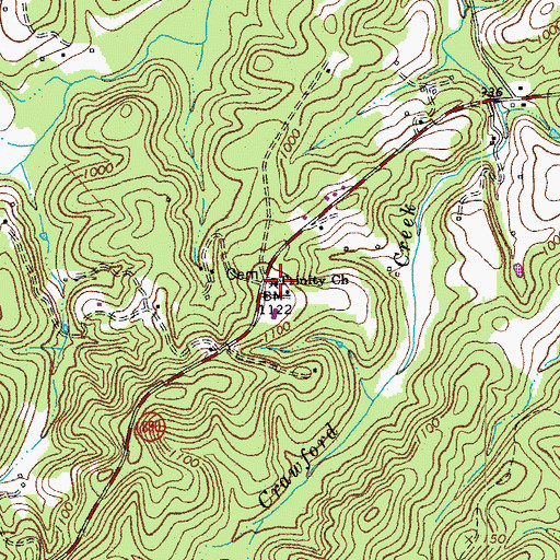 Topographic Map of Trinity Church, VA