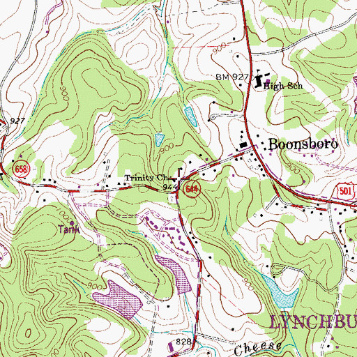 Topographic Map of Trinity Church, VA