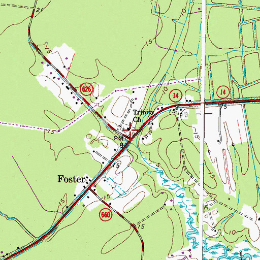 Topographic Map of Trinity Church, VA