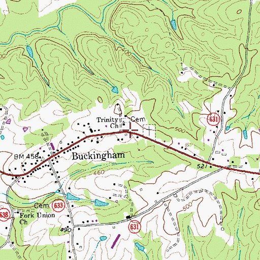 Topographic Map of Trinity Church, VA