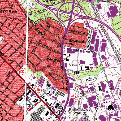 Topographic Map of Trinity Church, VA