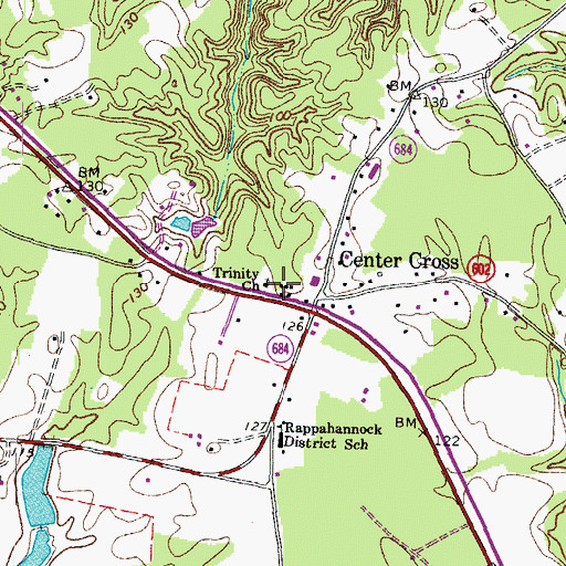 Topographic Map of Trinity Church, VA