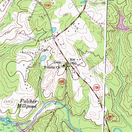 Topographic Map of Trinity Church, VA