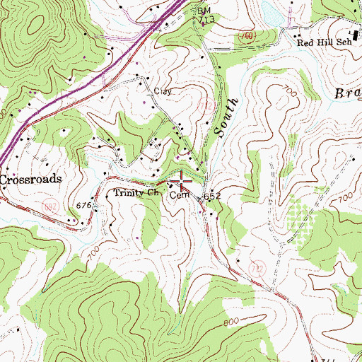 Topographic Map of Trinity Church, VA