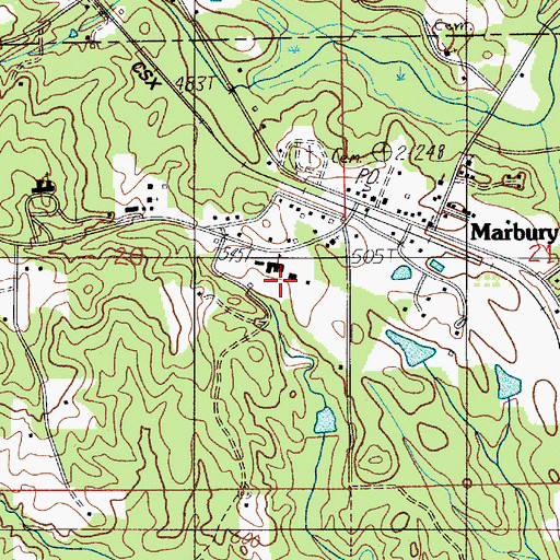 Topographic Map of Marbury School, AL
