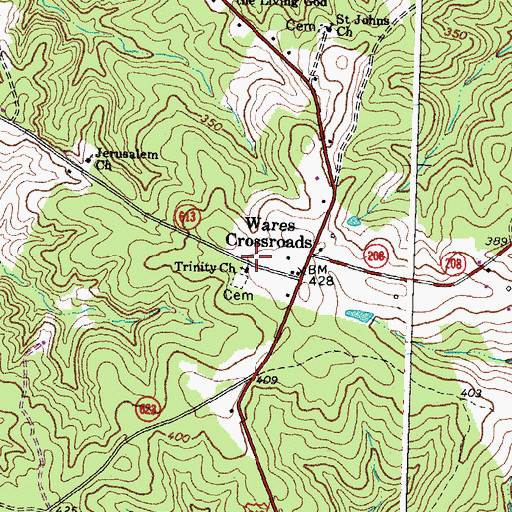 Topographic Map of Trinity Church, VA