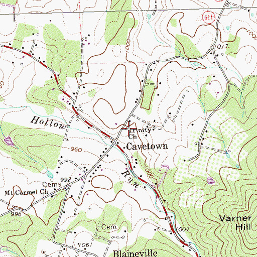Topographic Map of Trinity Church, VA
