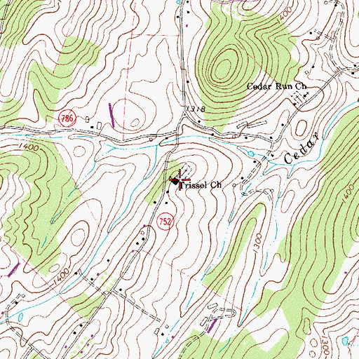 Topographic Map of Trissel Church, VA