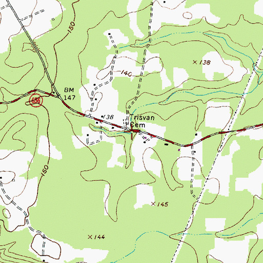 Topographic Map of Trisvan Cemetery, VA