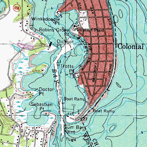 Topographic Map of Trotts Point, VA