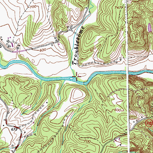 Topographic Map of Troublesome Creek, VA