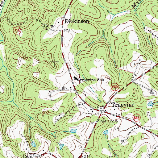 Topographic Map of Truevine School, VA