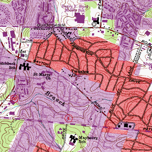 Topographic Map of Tuckahoe Church, VA