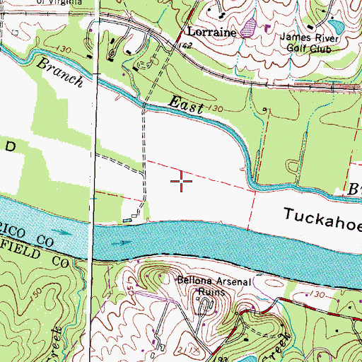 Topographic Map of Tuckahoe Island, VA