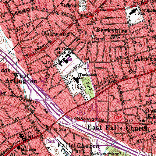 Topographic Map of Tuckahoe Elementary School, VA