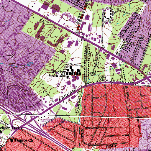 Topographic Map of J R Tucker High School, VA