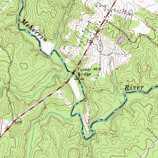 Topographic Map of Tucker Mill Bridge, VA