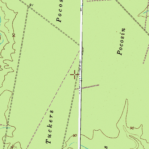 Topographic Map of Tuckers Pocosin, VA