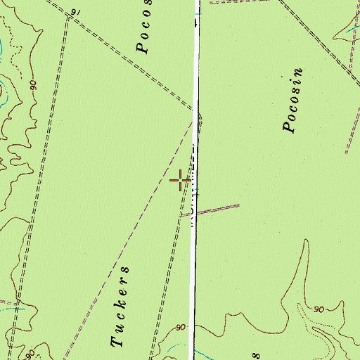 Topographic Map of Tuckers Pocosin, VA