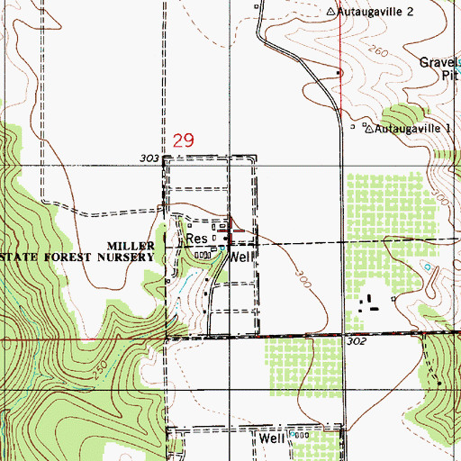 Topographic Map of Miller State Forest Nursery, AL