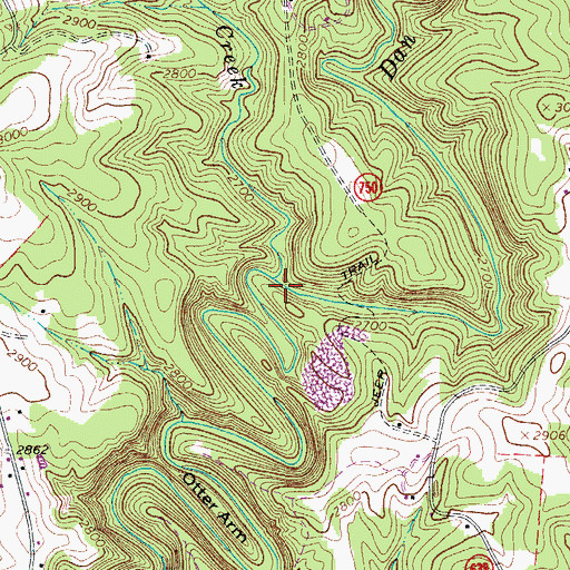 Topographic Map of Tuggle Creek, VA