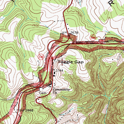 Topographic Map of Tuggle Gap, VA