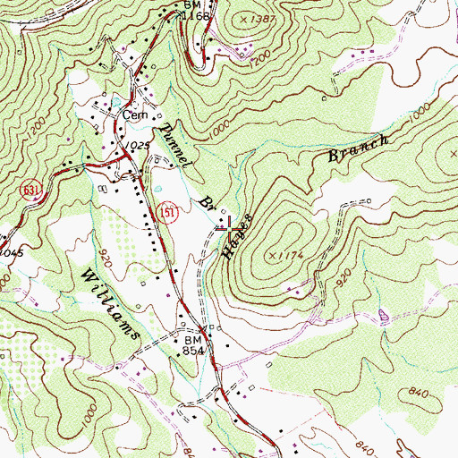 Topographic Map of Tunnel Branch, VA