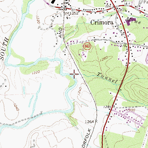 Topographic Map of Tunnel Branch, VA