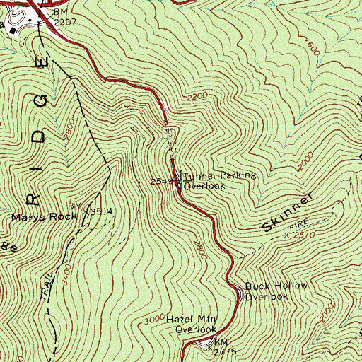 Topographic Map of Tunnel Parking Overlook, VA