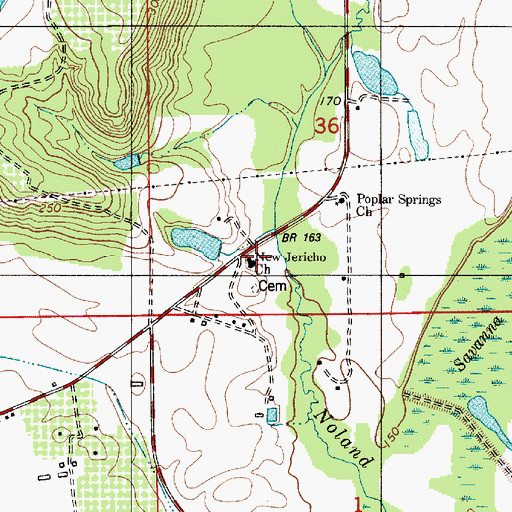 Topographic Map of New Jerico Baptist Church, AL