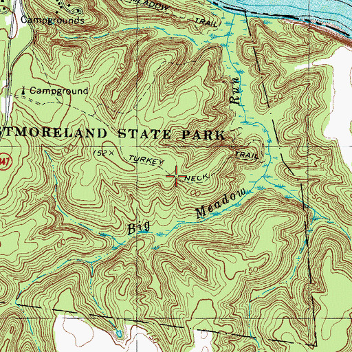 Topographic Map of Turkey Neck Trail, VA