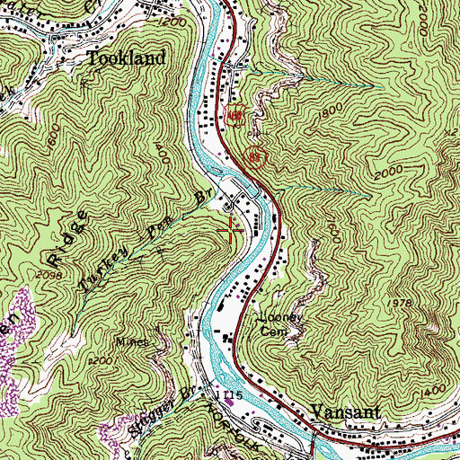 Topographic Map of Turkey Pen Branch, VA