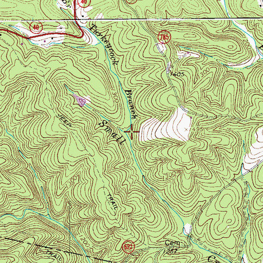 Topographic Map of Turkeycock Branch, VA