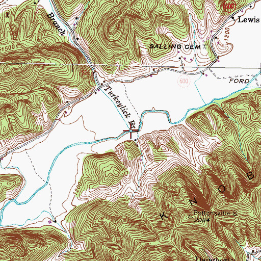 Topographic Map of Turkeylick Branch, VA