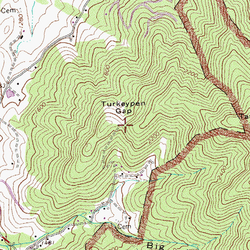 Topographic Map of Turkeypen Gap, VA