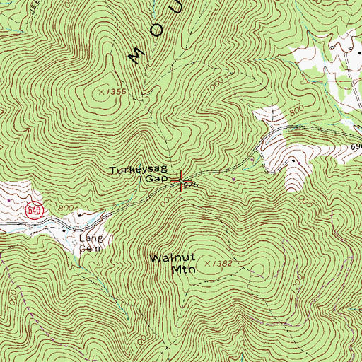 Topographic Map of Turkeysag Gap, VA