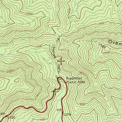 Topographic Map of Turn Bridge Trail, VA