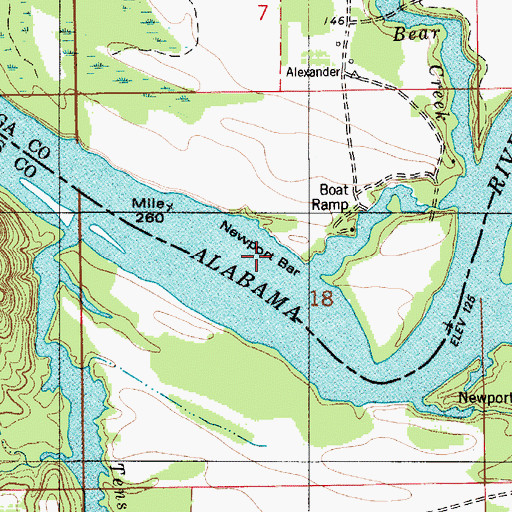 Topographic Map of Newport Bar, AL