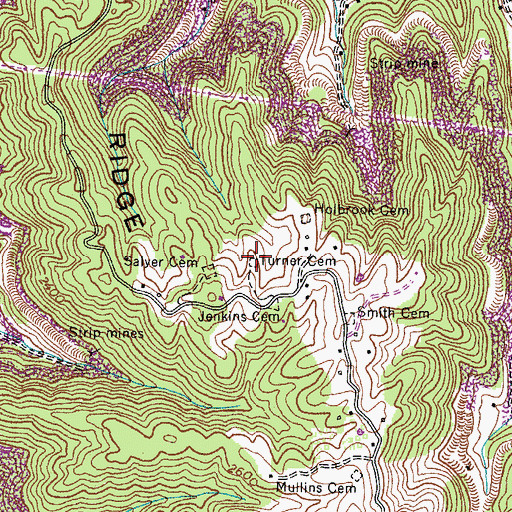 Topographic Map of Turner Cemetery, VA