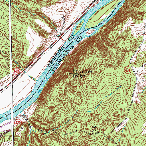 Topographic Map of Turner Mountain, VA
