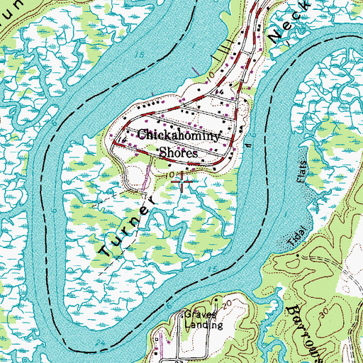 Topographic Map of Turner Neck, VA