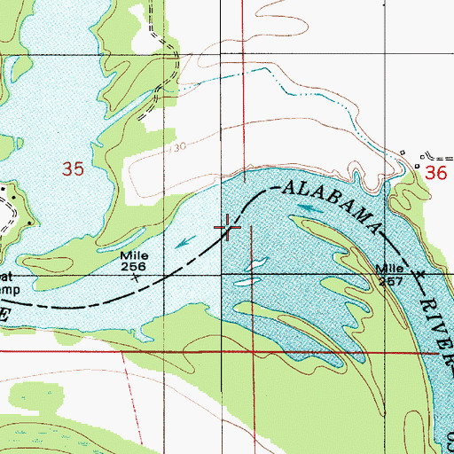 Topographic Map of Newport Ferry (historical), AL