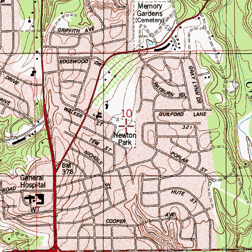 Topographic Map of Newton Park, AL