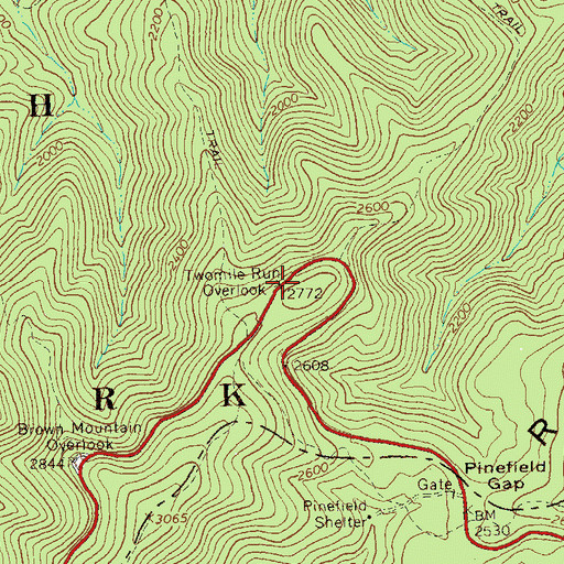 Topographic Map of Twomile Run Overlook, VA